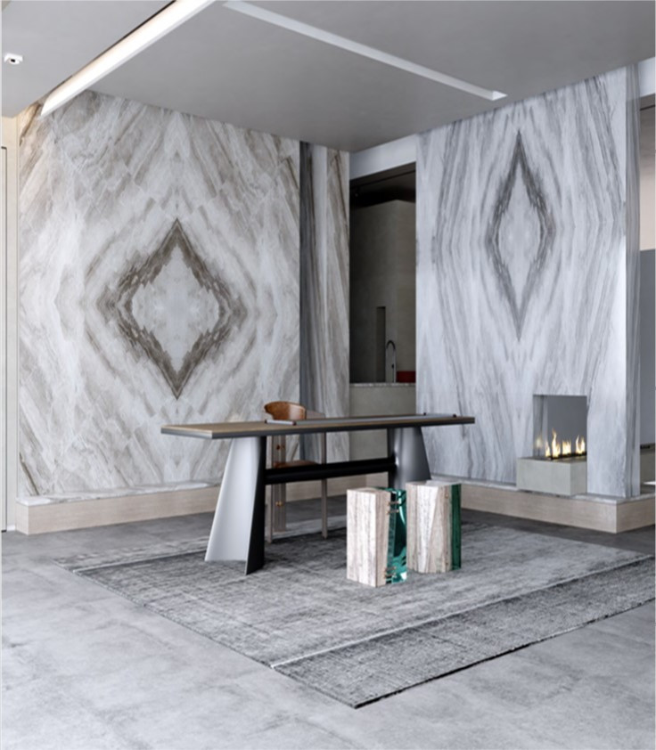 Dolce Grey Bookmatch: iSlab  8'x4' Porcelain Slabs projects