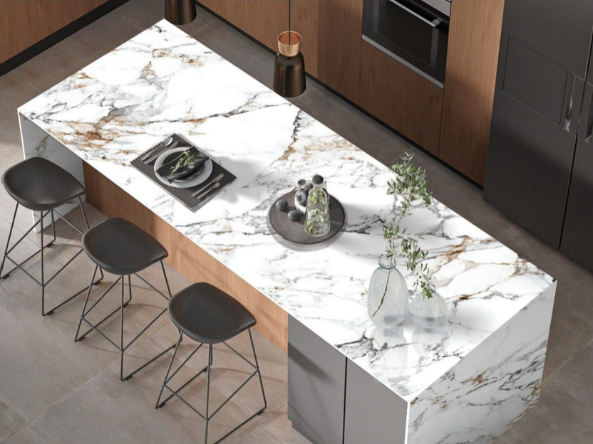 Calacatta Luxe: iSlab  8'x4' Porcelain Slabs projects